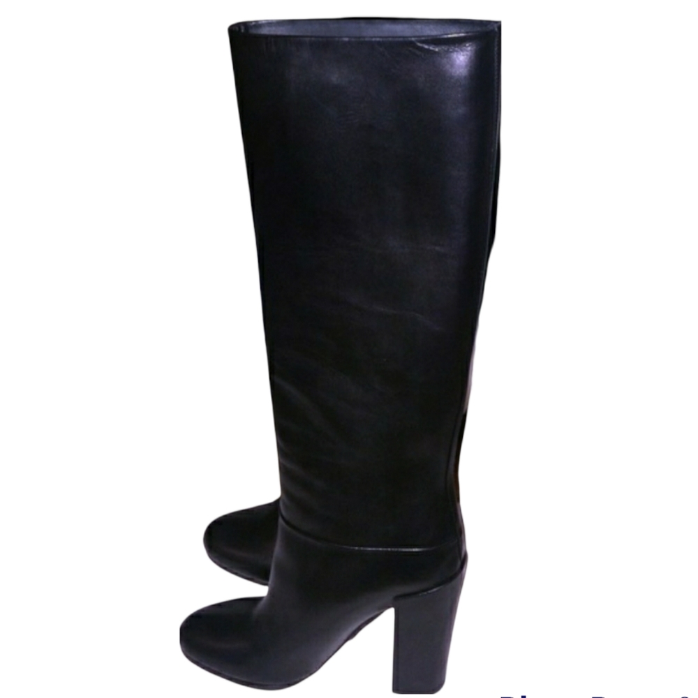 Proenza Schouler Italian Made Black Chunky Heel Leather Knee Tall Boots BREST